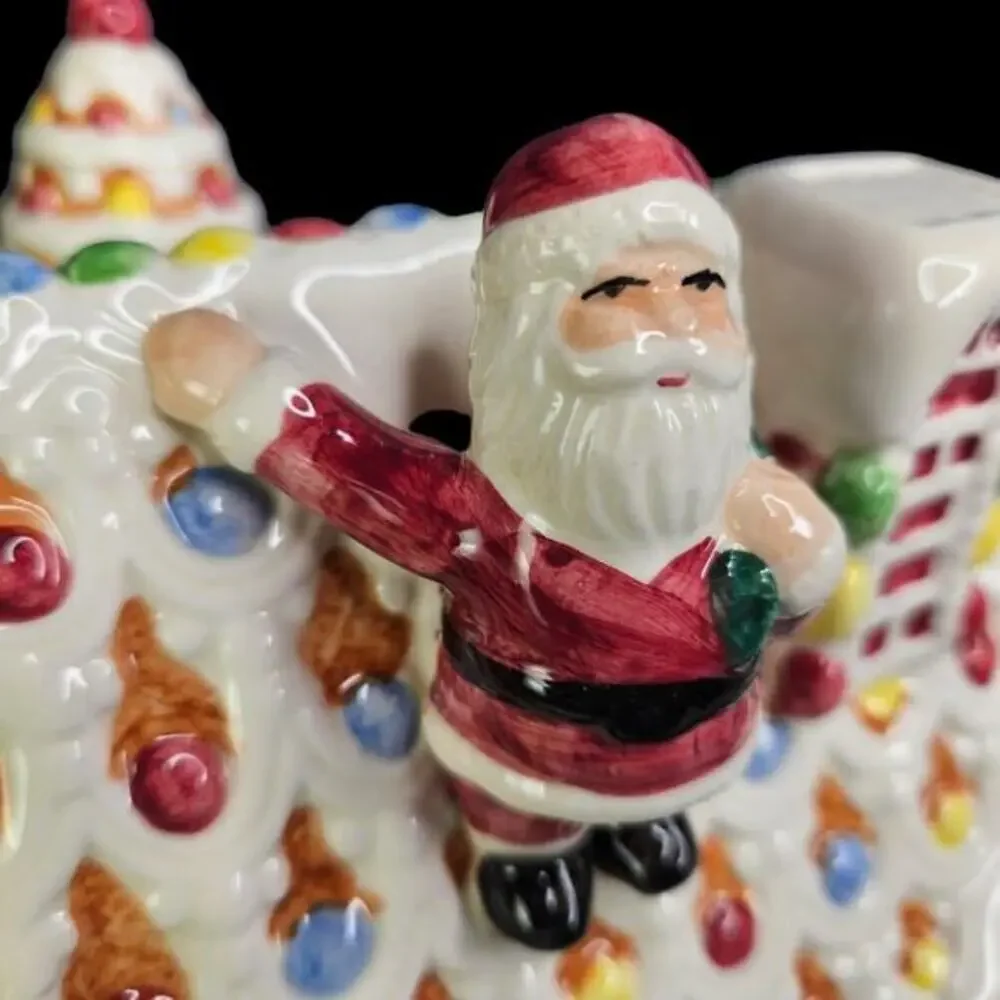 Fitz and Floyd Santa Claus Gingerbread House‎ Christmas Cookie Jar Vtg 1995 READ